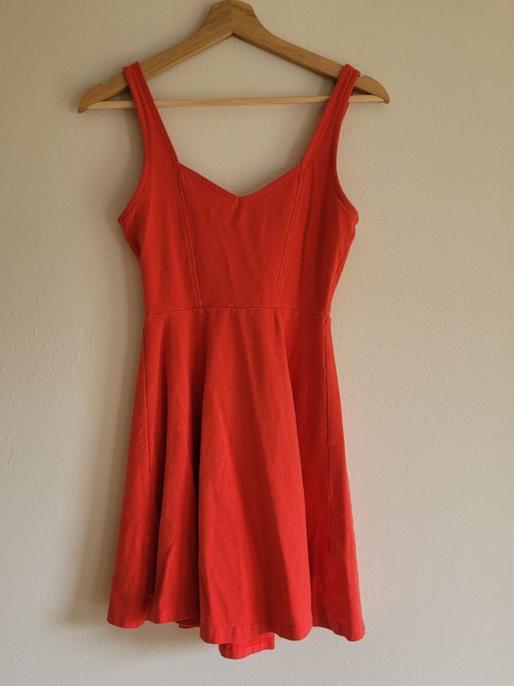 Express Red Skater Dress Mini Sweet Heart Neck Zip Back